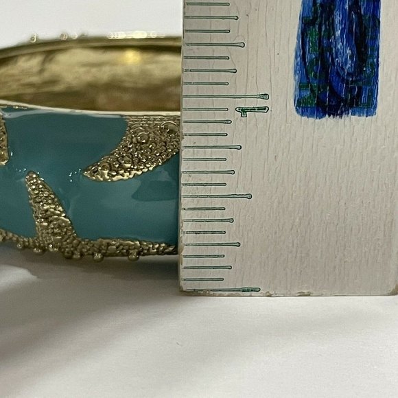 Amrita Singh Teal and Gold Tone Cuff Clamper  Bracelet Starfish Ocean Beach - Picture 4 of 10